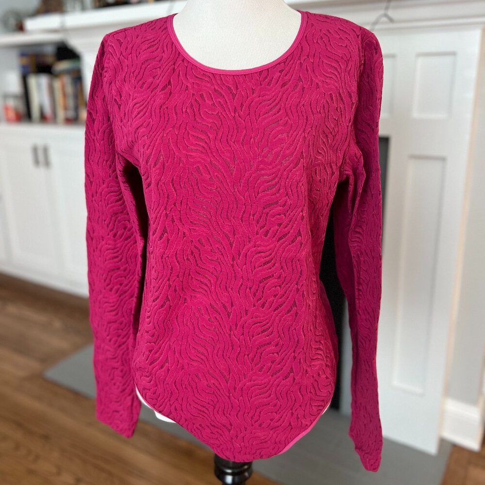 Babaton Shapelace Crew Longsleeve Bodysuit in Bold Fuchsia, Size XL